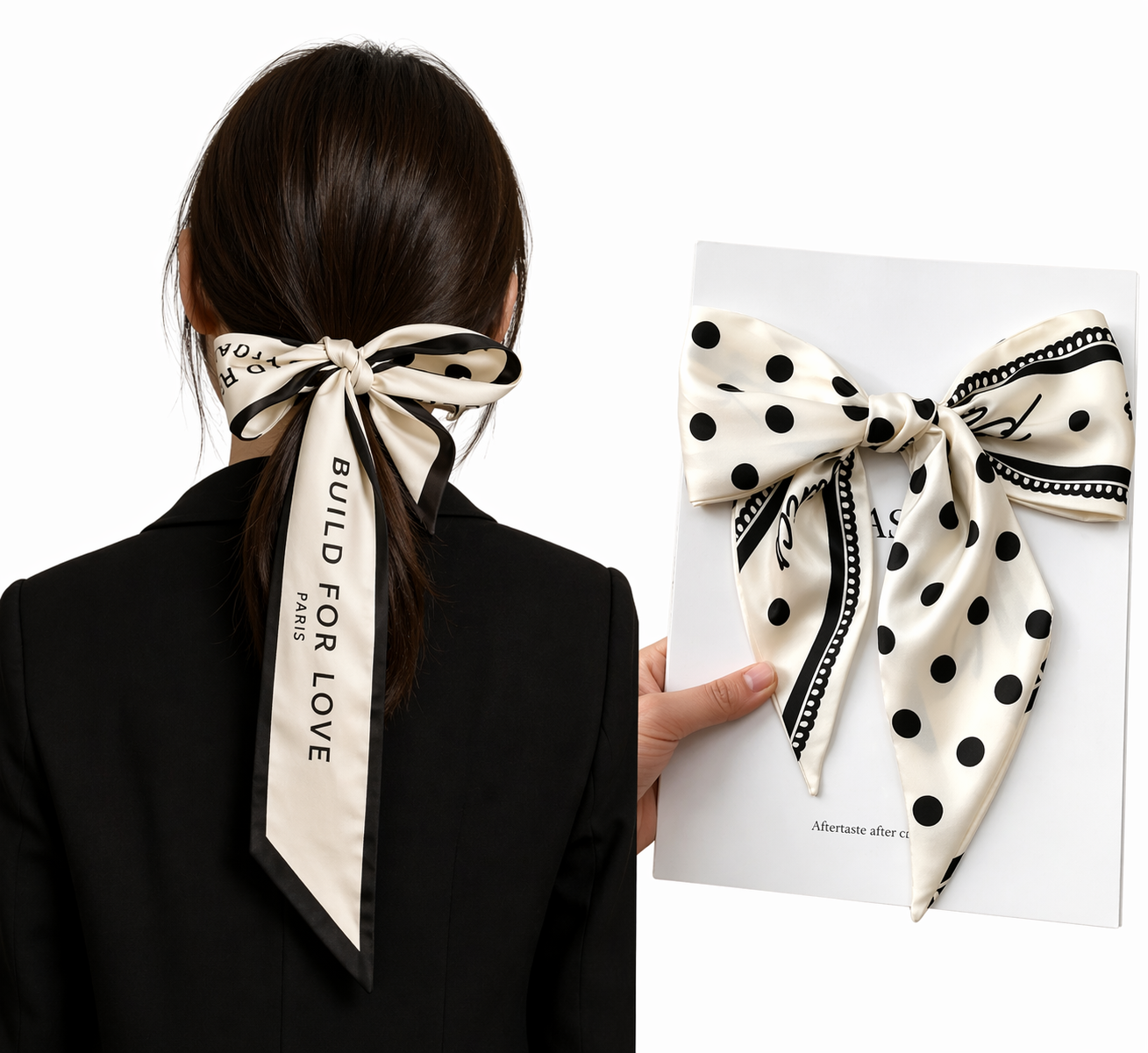 Black & White Twilly Scarf Set 2pcs