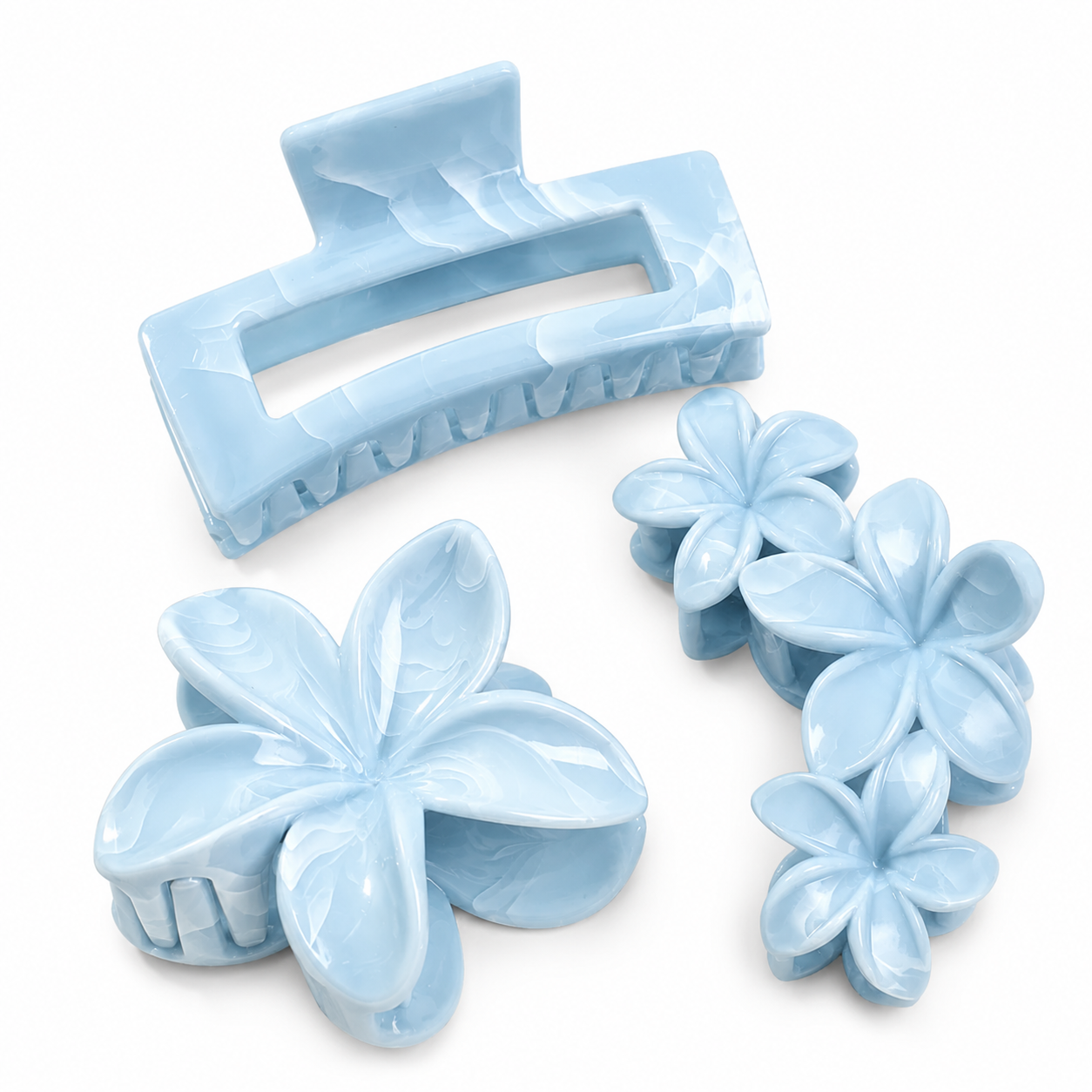 Sky Bloom Hair Claw Clip Set 3pcs