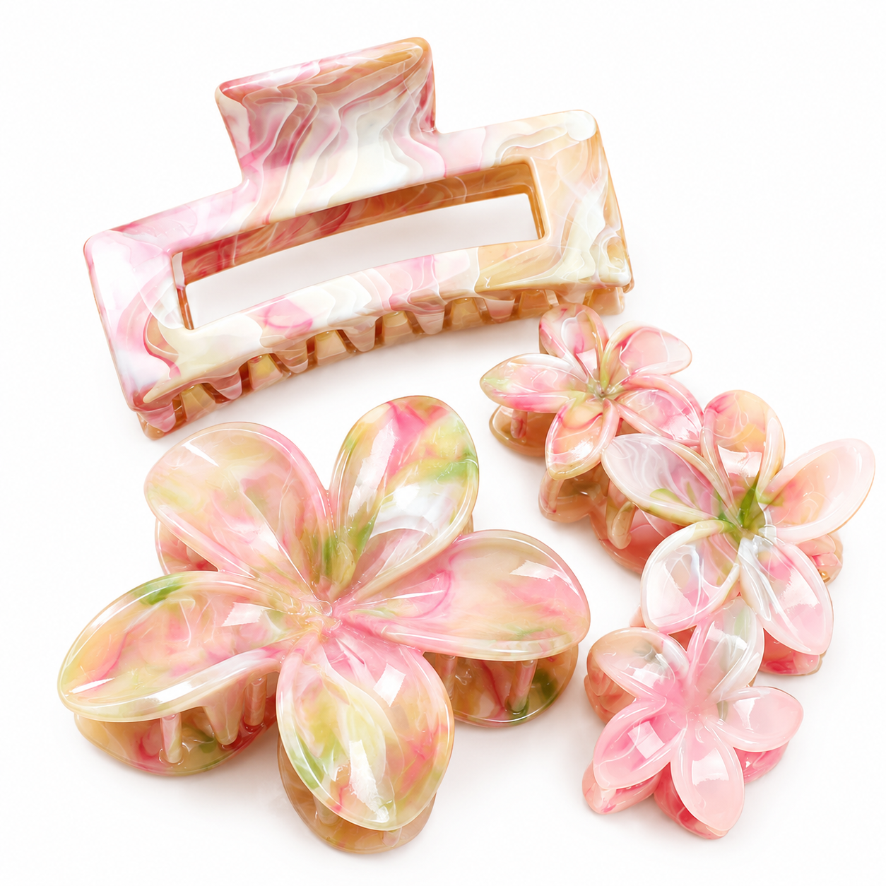 Tropical Bloom Hair Claw Clip Set 3pcs