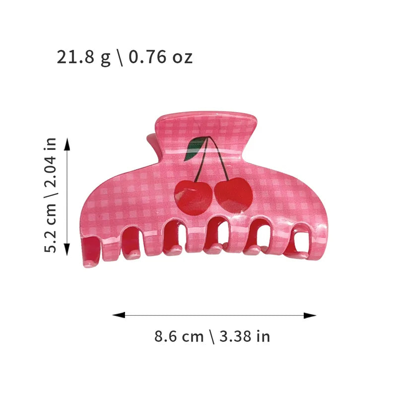 Gingham Cherry Hair Clip