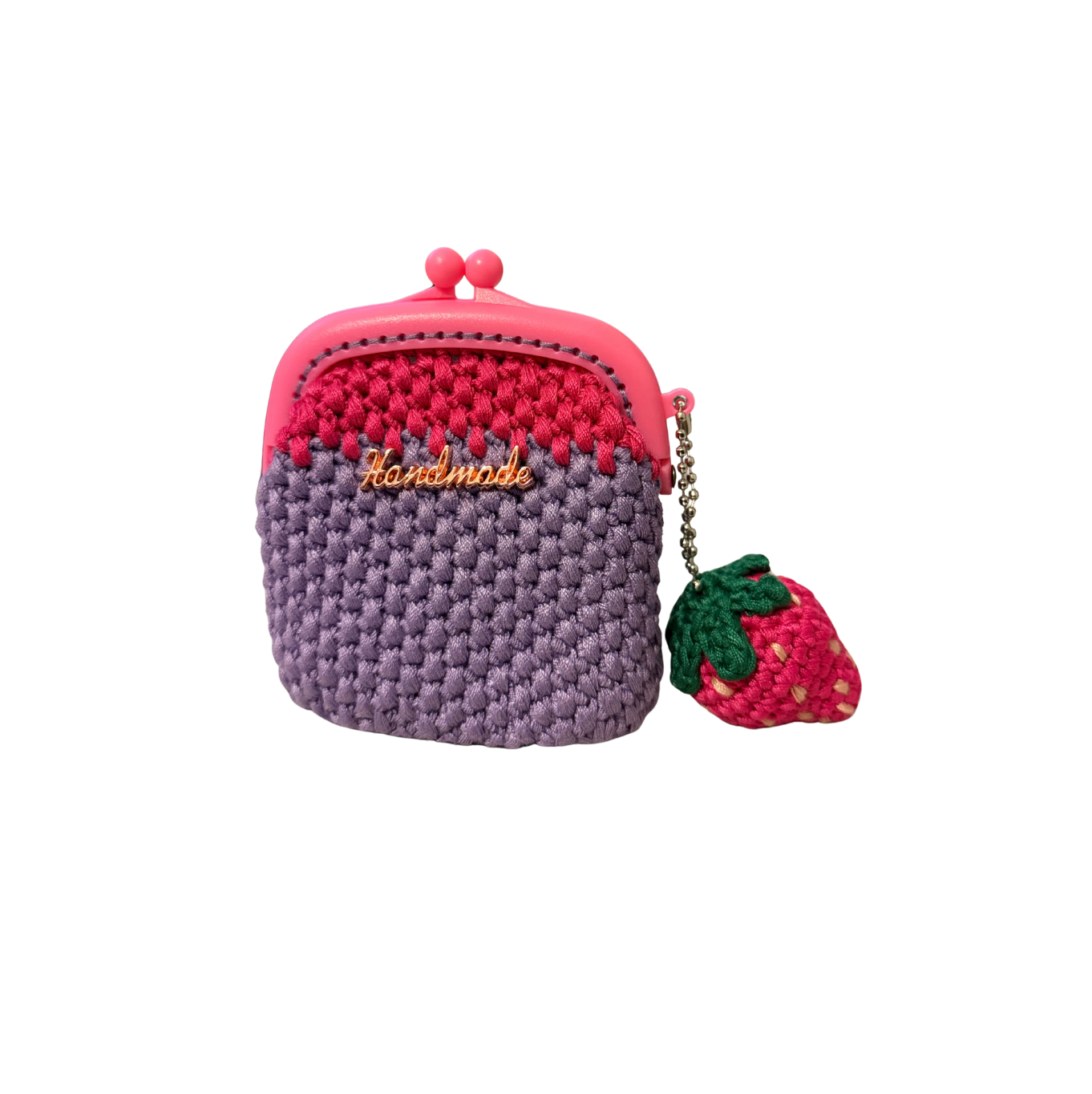 Handmade Knit Coin Purse with Charm