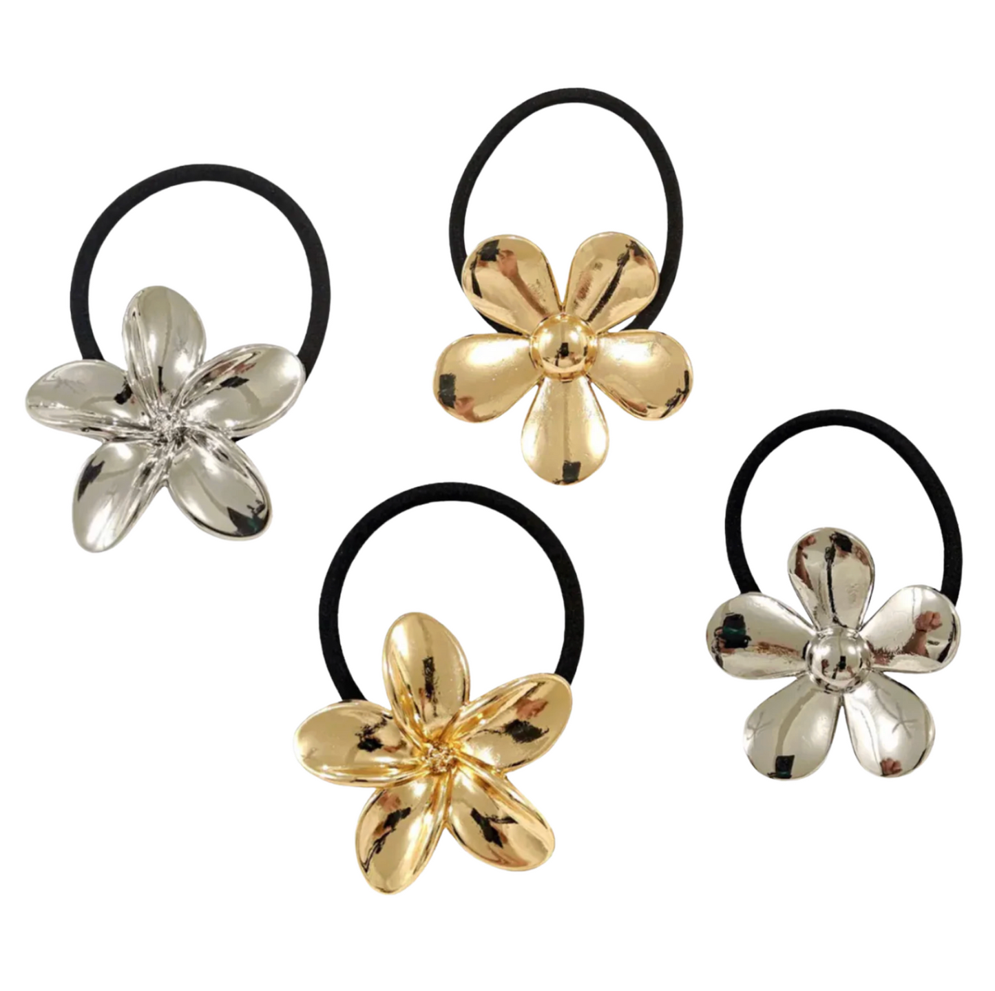 Chic Flower Hair Tie Set 4pcs
