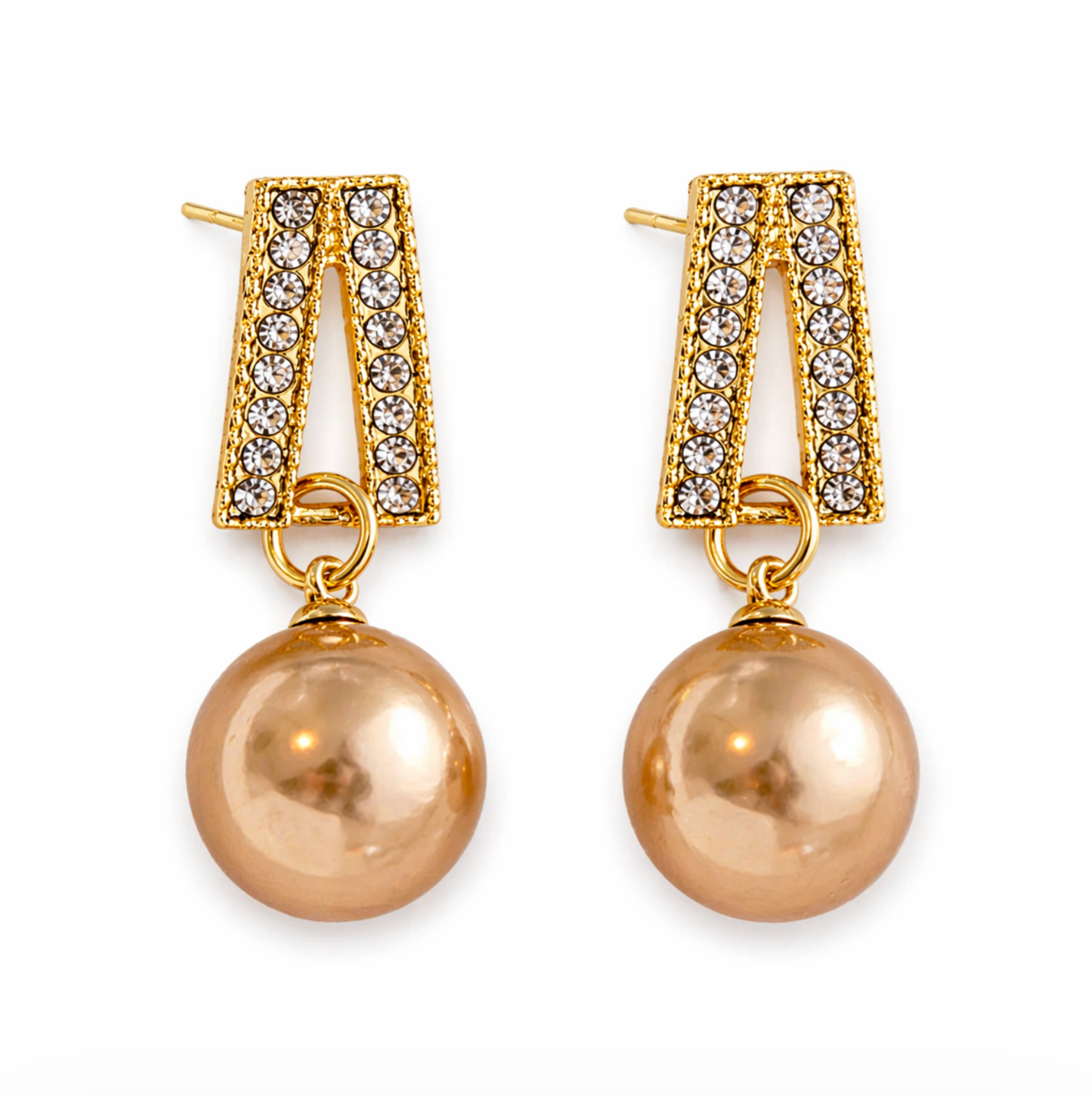 Gold Pearl Drop Earrings