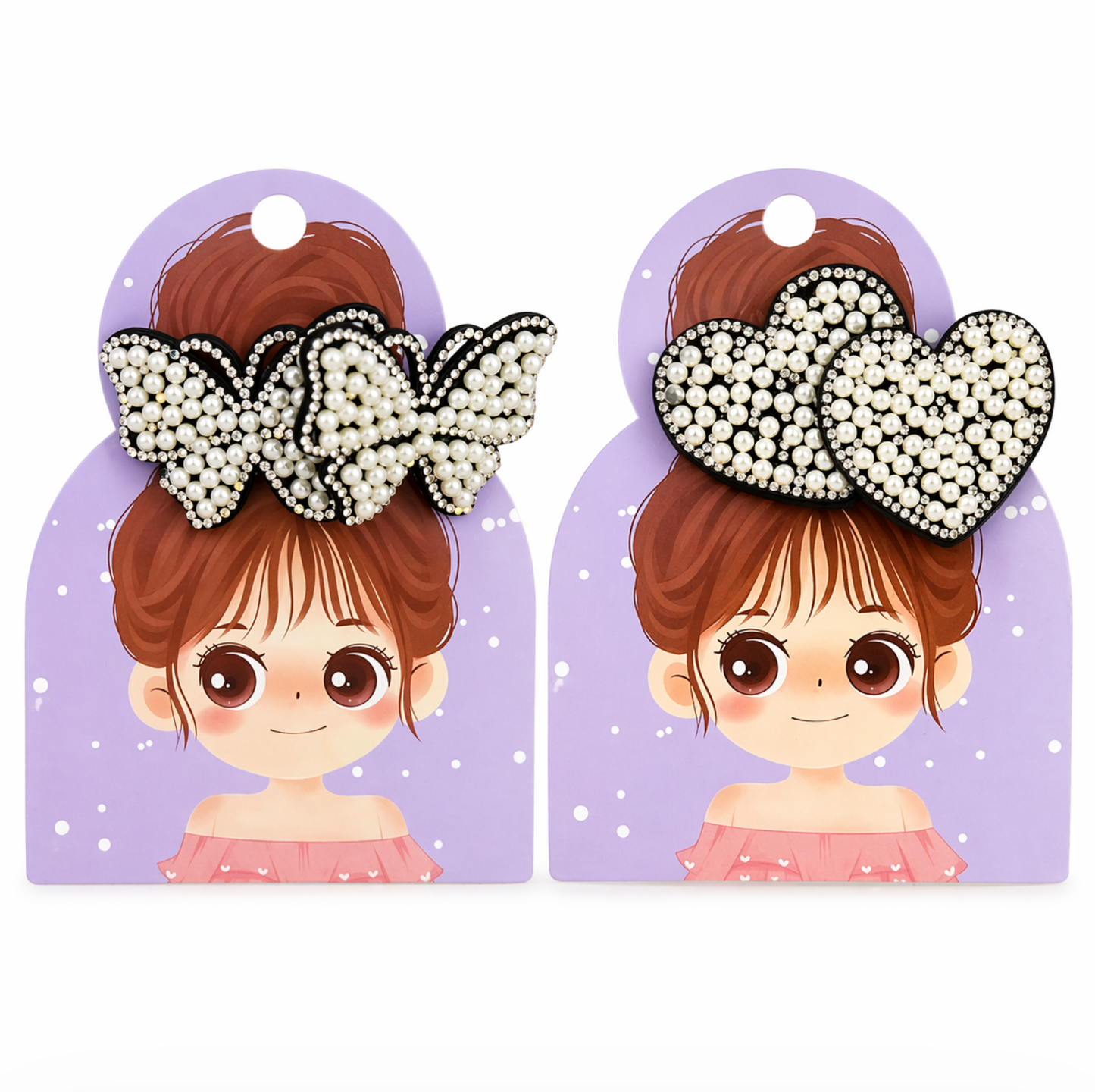 Butterfly & Heart Rhinestone Hair Clips 4pcs