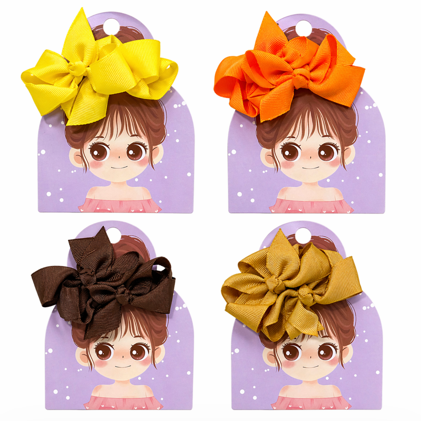 Golden Hour Bow Hair Clip Set 8pcs