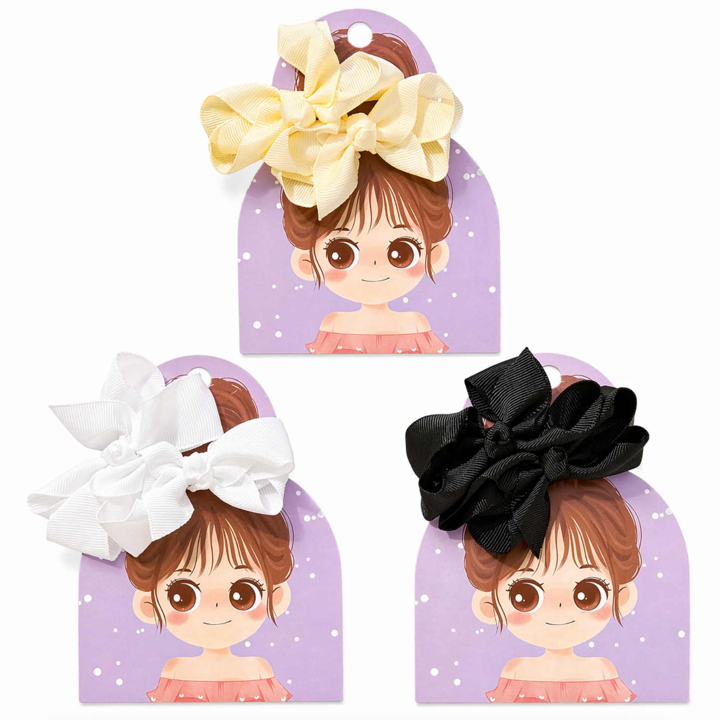 Soft Neutral Bow Clip Set 6pcs