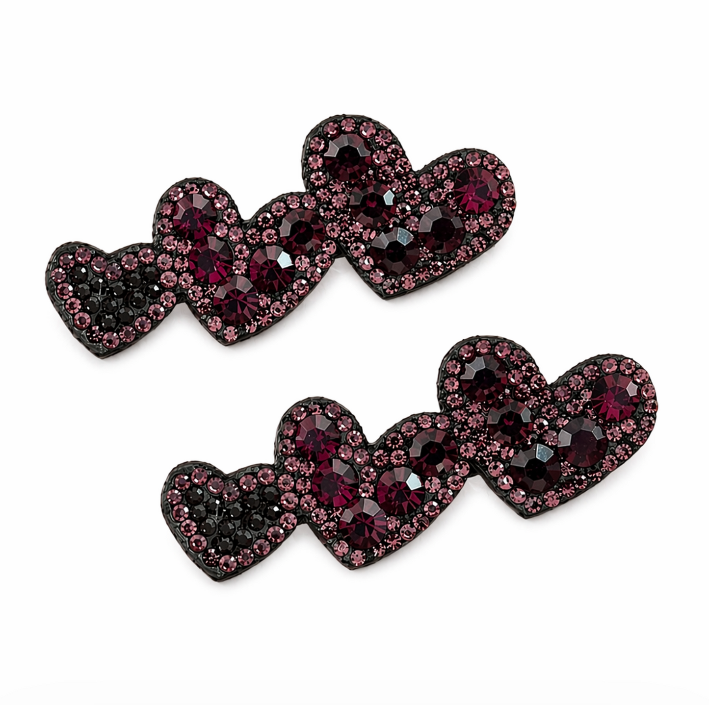 Crystal Heart Rhinestone Hair Clip Set