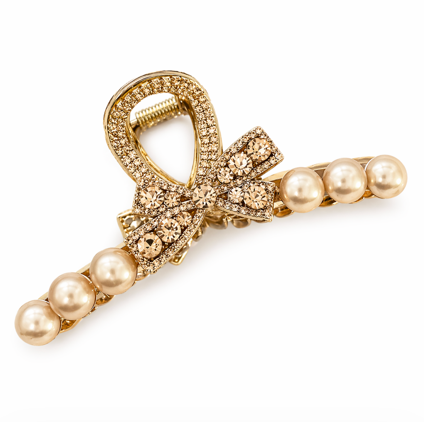 Crystal Pearl Bow Hair Claw