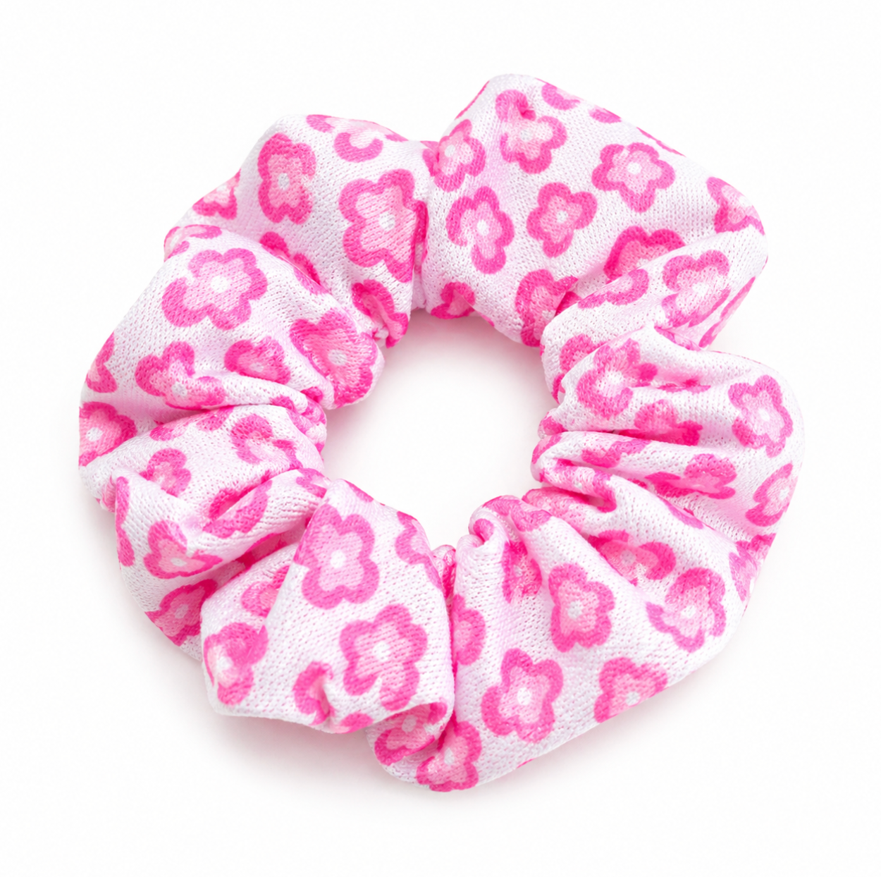Sweet Pink Floral Scrunchie