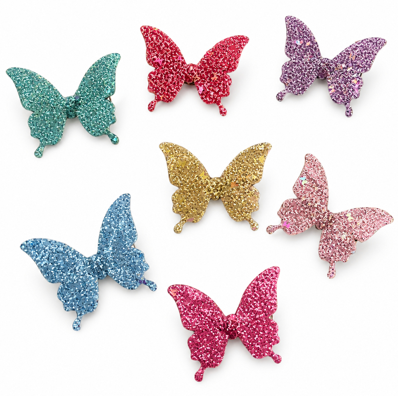 Glitter Butterfly Hair Clip Set 7pcs