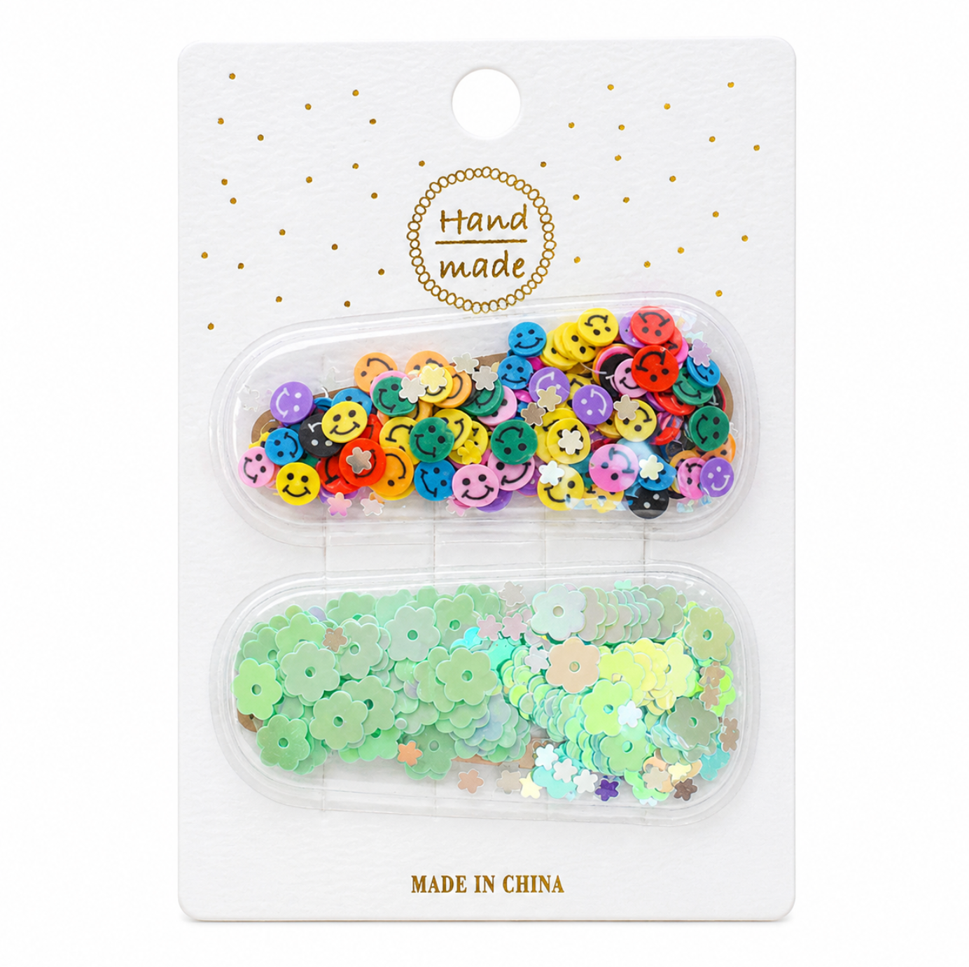 Smiley & Iridescent Flowers Hair Clips