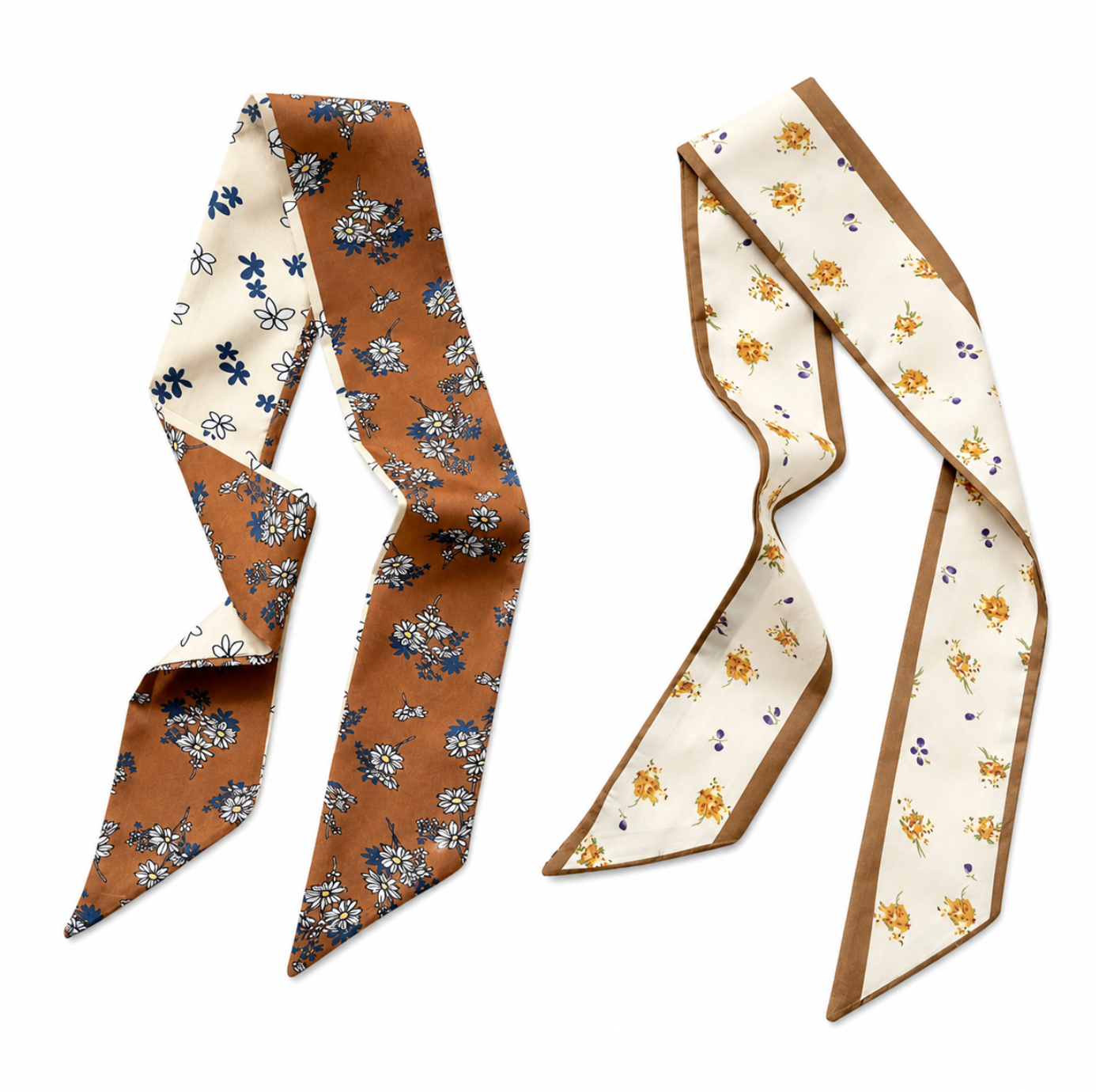 Vintage Floral Twilly Scarf Set 2pcs