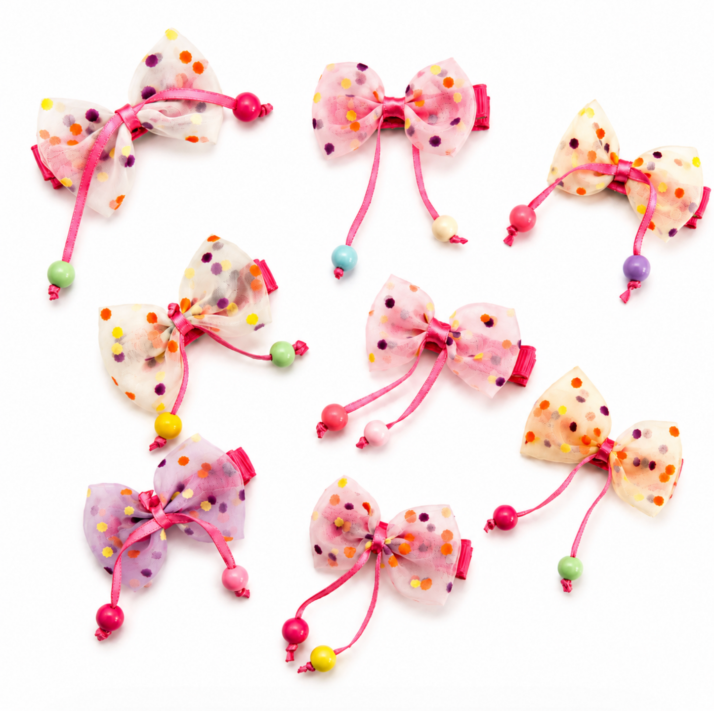 Sweet Confetti Bow Hair Clip Set 8pcs
