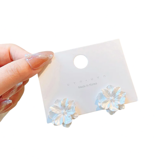 White Flower Ear Studs