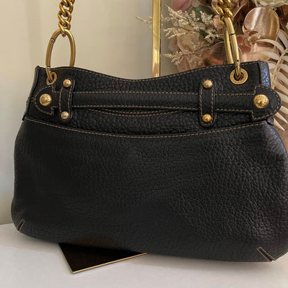 Pre-loved Dolce & Gabbana Black Pebbled Leather Shoulder Bag