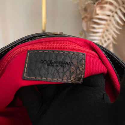 Pre-loved Dolce & Gabbana Black Pebbled Leather Shoulder Bag