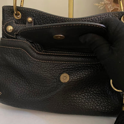 Pre-loved Dolce & Gabbana Black Pebbled Leather Shoulder Bag
