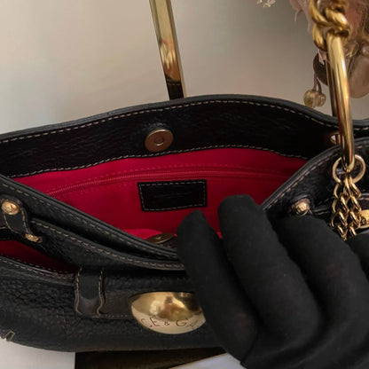 Pre-loved Dolce & Gabbana Black Pebbled Leather Shoulder Bag