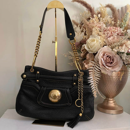 Pre-loved Dolce & Gabbana Black Pebbled Leather Shoulder Bag