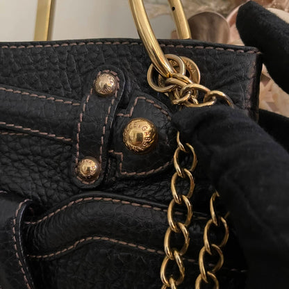 Pre-loved Dolce & Gabbana Black Pebbled Leather Shoulder Bag