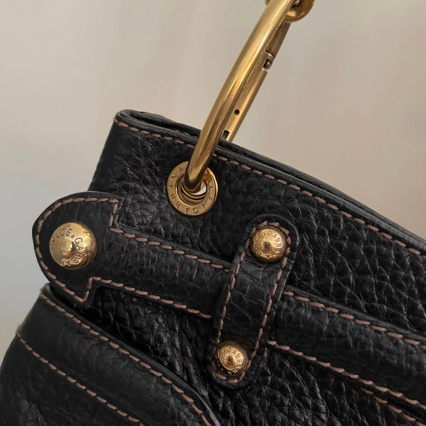 Pre-loved Dolce & Gabbana Black Pebbled Leather Shoulder Bag