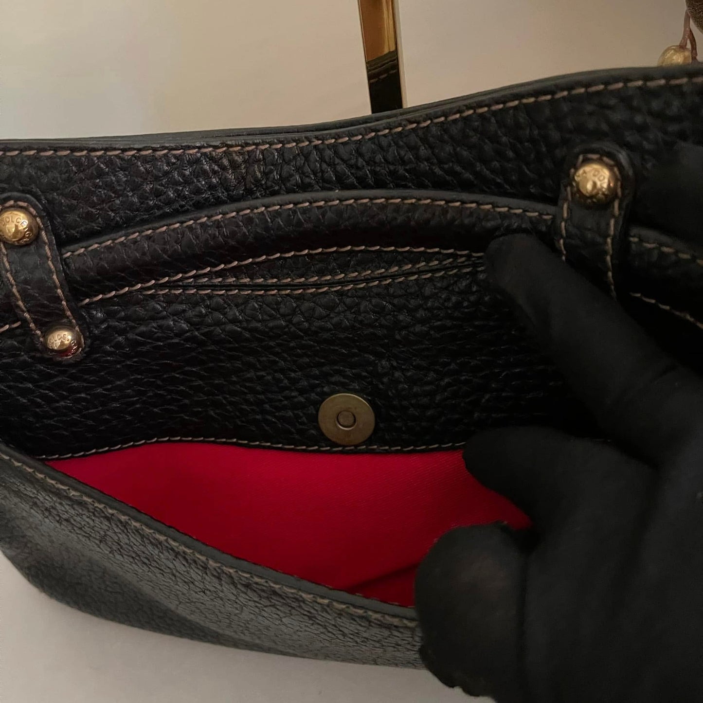 Pre-loved Dolce & Gabbana Black Pebbled Leather Shoulder Bag