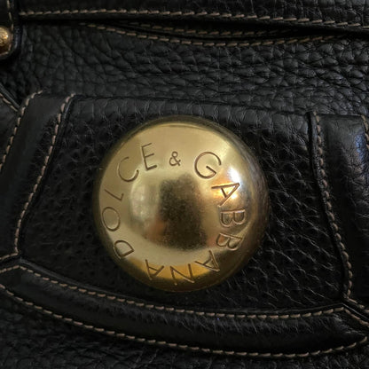 Pre-loved Dolce & Gabbana Black Pebbled Leather Shoulder Bag