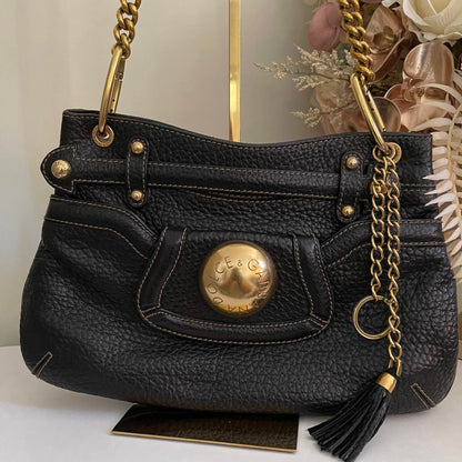 Pre-loved Dolce & Gabbana Black Pebbled Leather Shoulder Bag