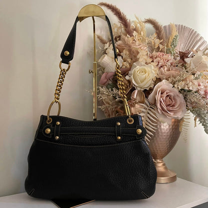 Pre-loved Dolce & Gabbana Black Pebbled Leather Shoulder Bag