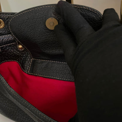 Pre-loved Dolce & Gabbana Black Pebbled Leather Shoulder Bag