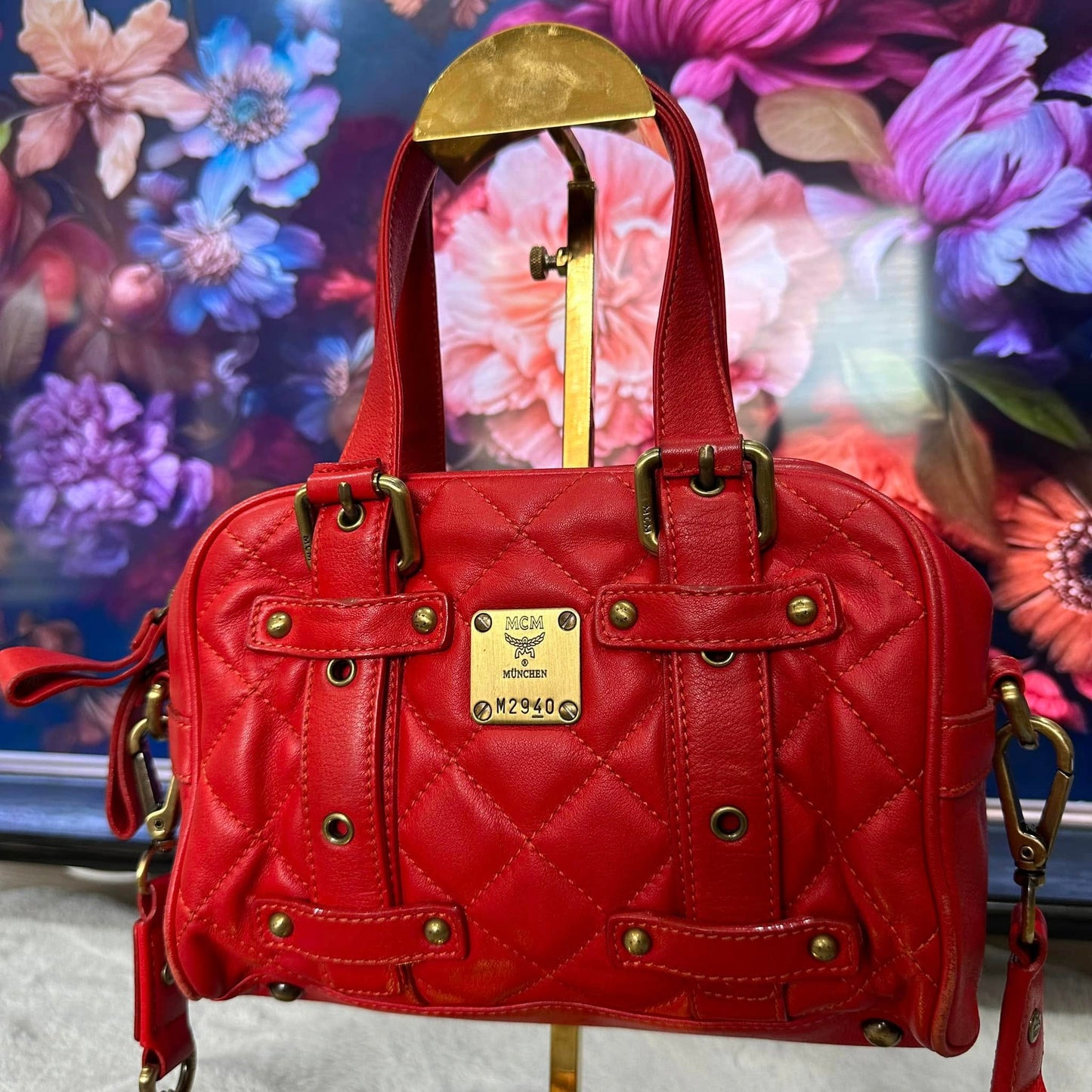 Pre-loved MCM Boston Leather Bowling Bag 25cm