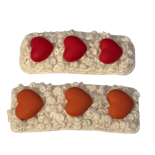 Heart Fluffy Hair Clip Red/Orange 2pcs