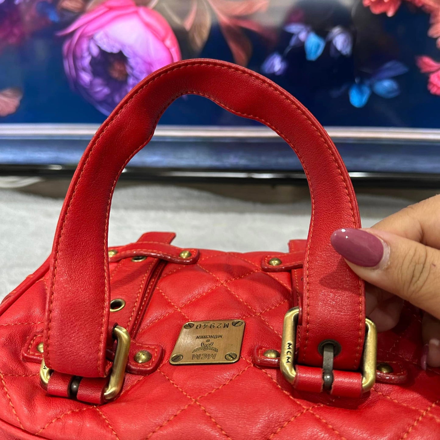 Pre-loved MCM Boston Leather Bowling Bag 25cm