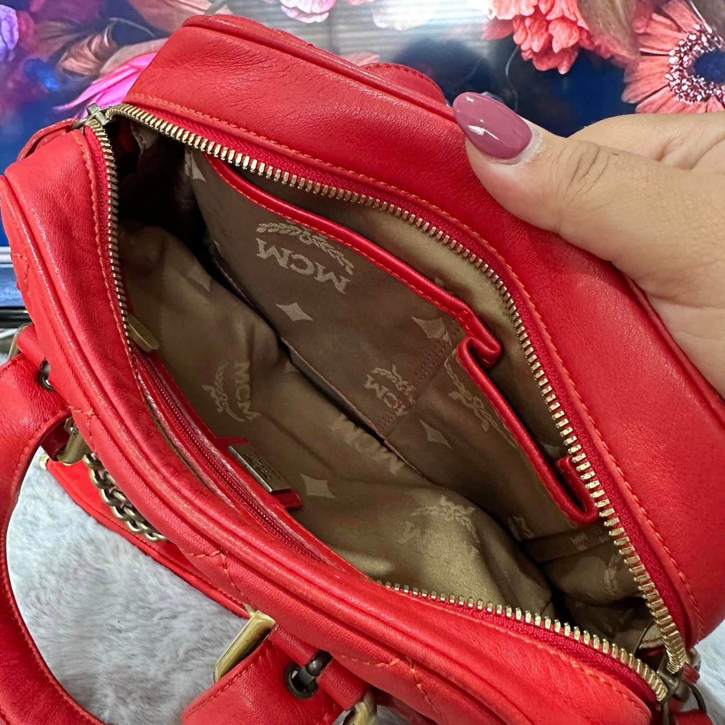 Pre-loved MCM Boston Leather Bowling Bag 25cm