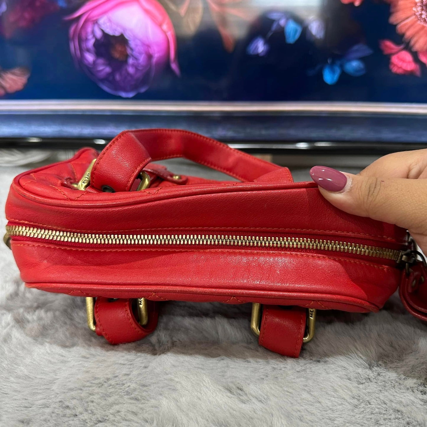 Pre-loved MCM Boston Leather Bowling Bag 25cm