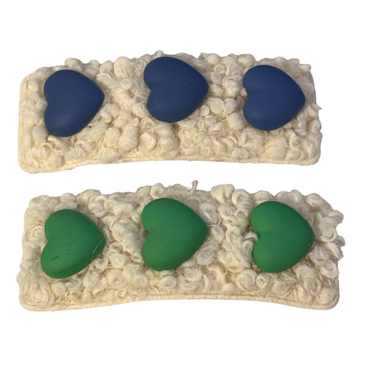 Heart Fluffy Hair Clip Blue/Green 2pcs