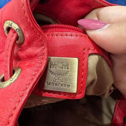Pre-loved MCM Bucket Bag Red