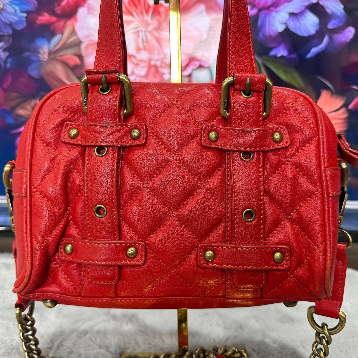 Pre-loved MCM Boston Leather Bowling Bag 25cm