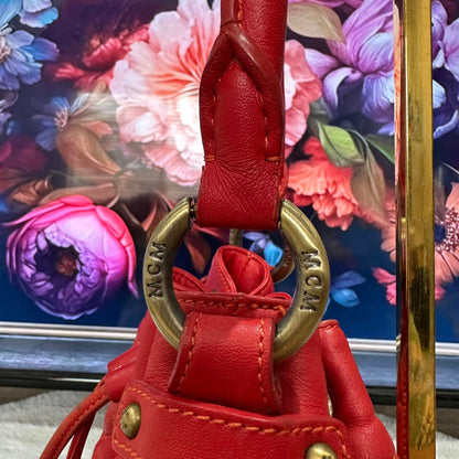 Pre-loved MCM Bucket Bag Red