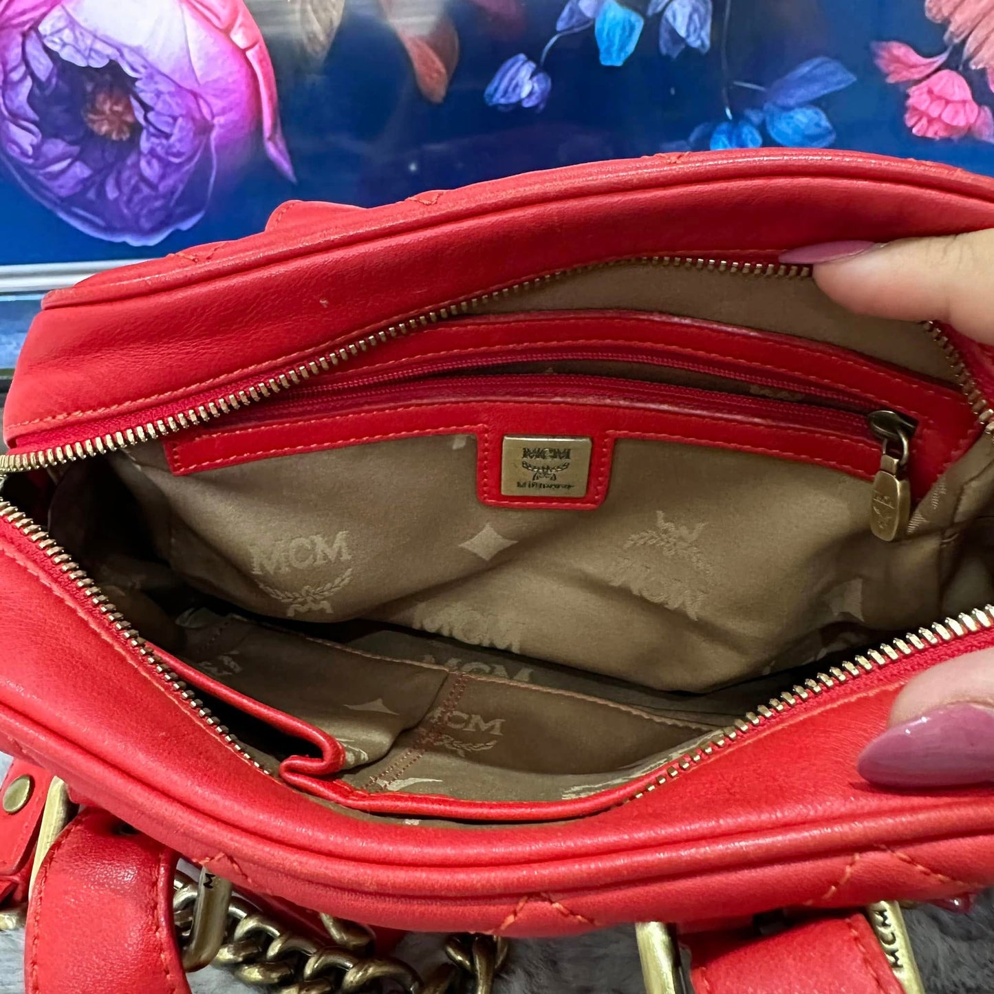 Pre-loved MCM Boston Leather Bowling Bag 25cm