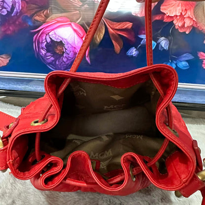 Pre-loved MCM Bucket Bag Red