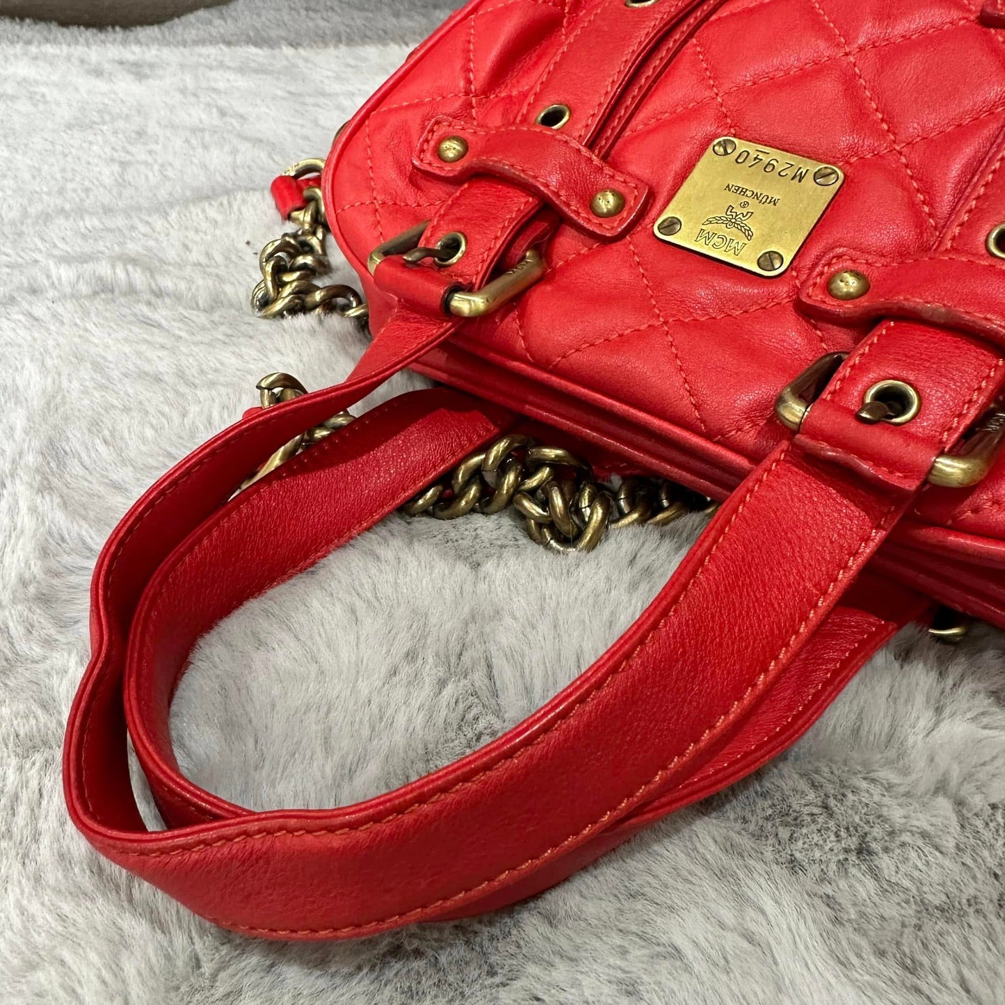 Pre-loved MCM Boston Leather Bowling Bag 25cm