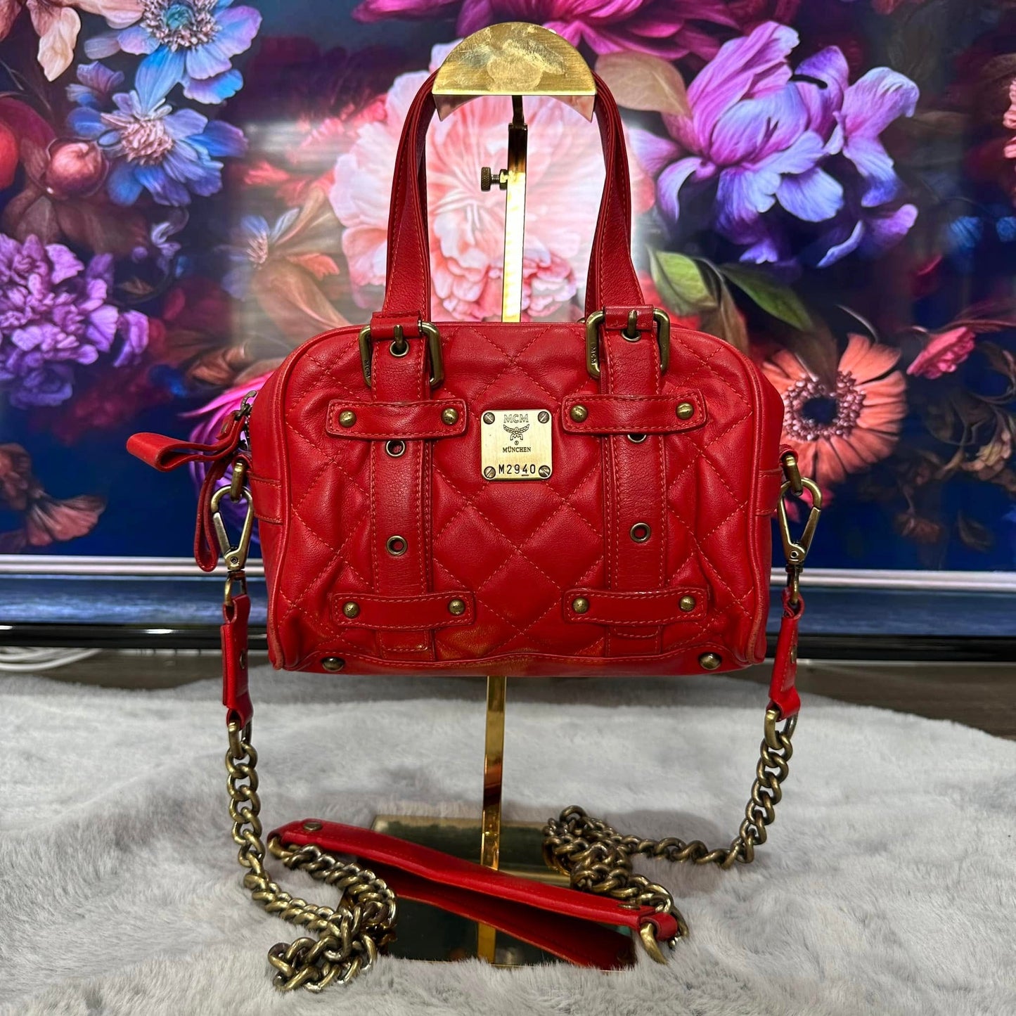 Pre-loved MCM Boston Leather Bowling Bag 25cm