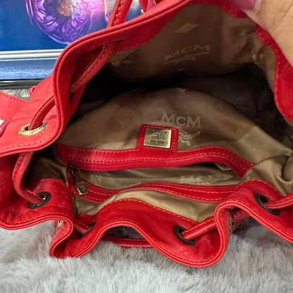 Pre-loved MCM Bucket Bag Red