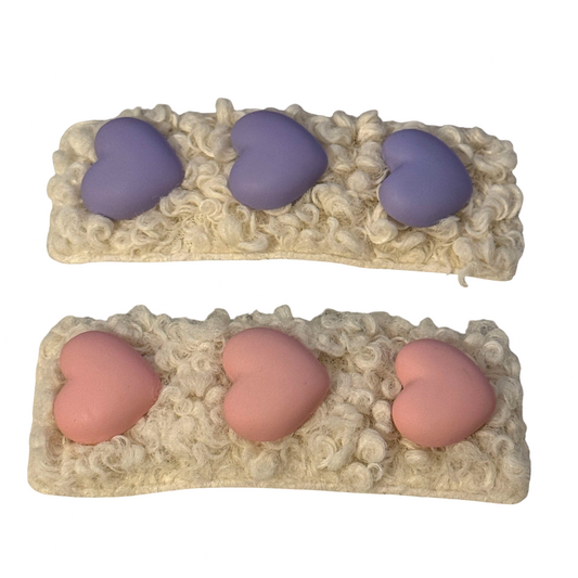 Heart Fluffy Hair Clip Purple/Pink 2pcs