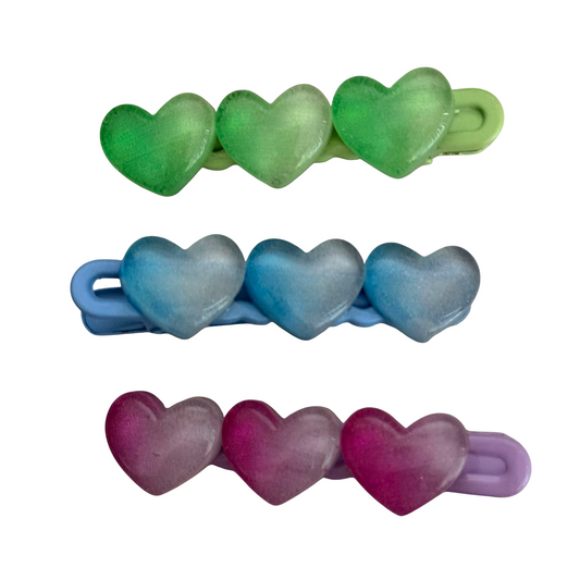 Hearts Mix Colour Hair Clips
