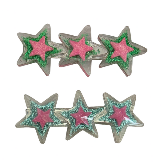 Green Mix Star Hair Clip 2pcs