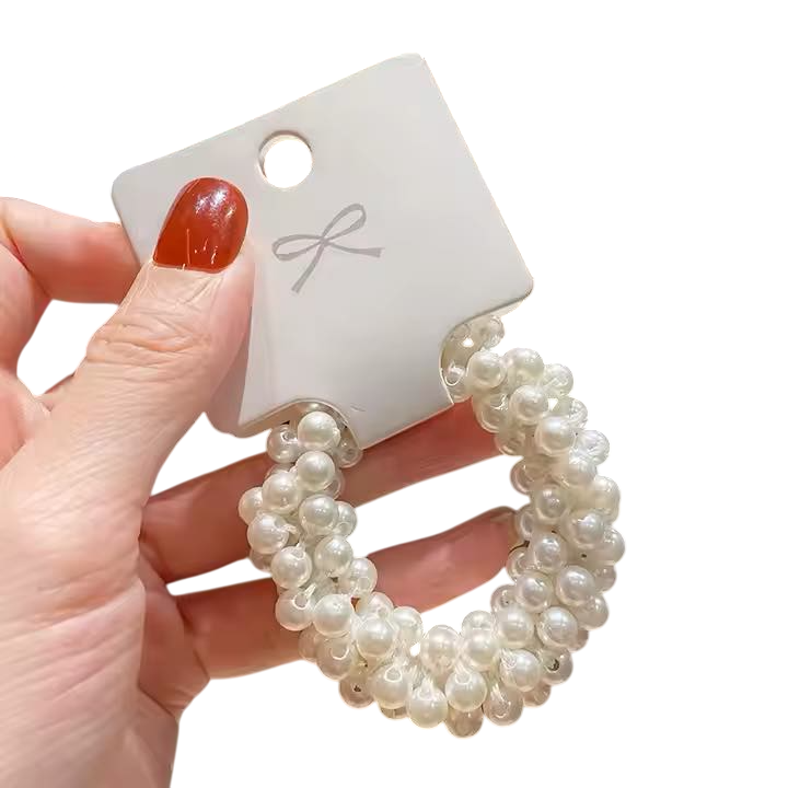 Small Pearl Tag Hair Ring Tie