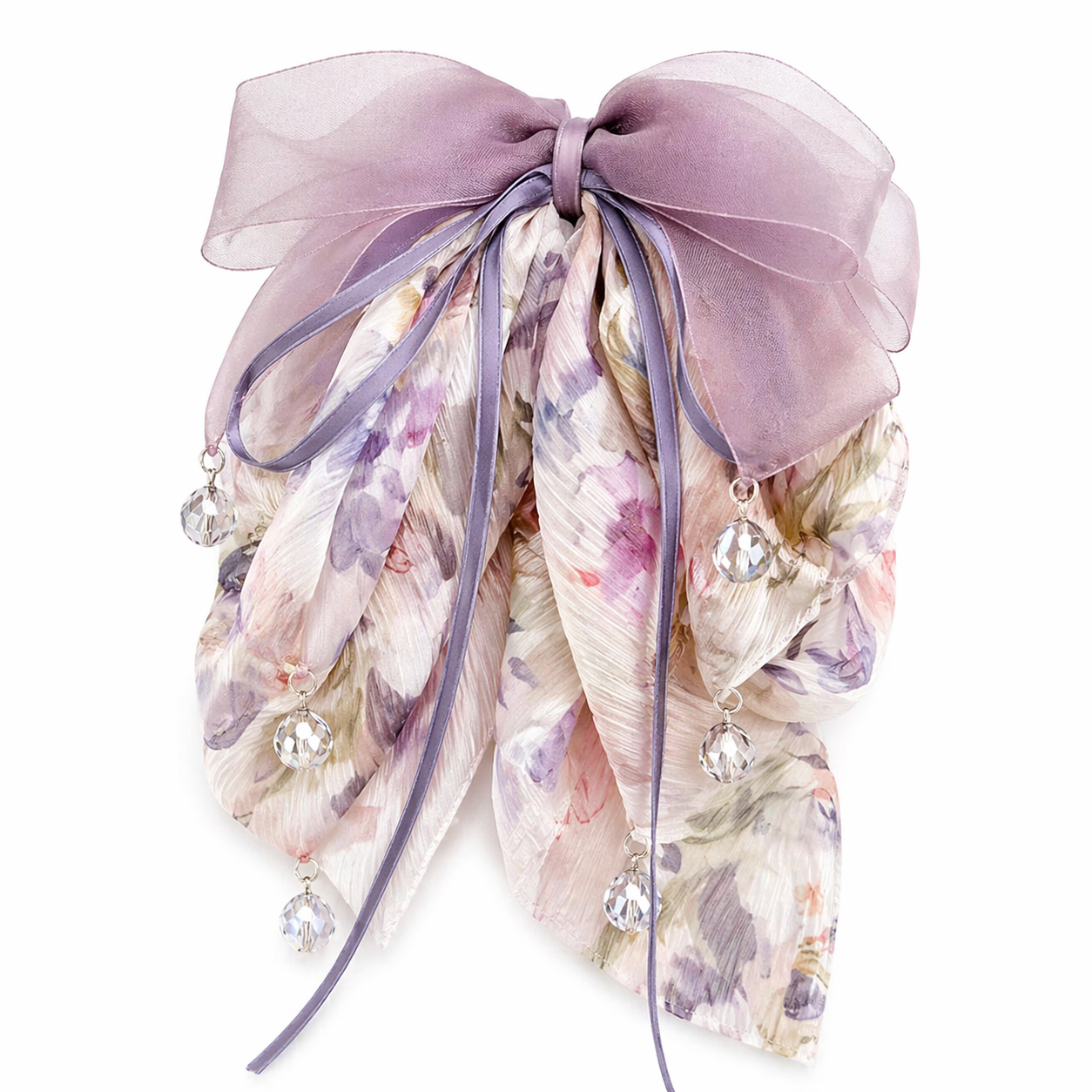 Dreamy Sheer Floral Bow Hair Clip