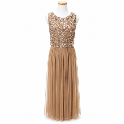 Maya Deluxe Embellished Tulle Maxi Dress Size UK 8